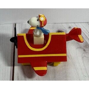 VTG Snoopy Airplane Doghouse Toy Rolling Wheels Collectible 3" Peanuts 1960s